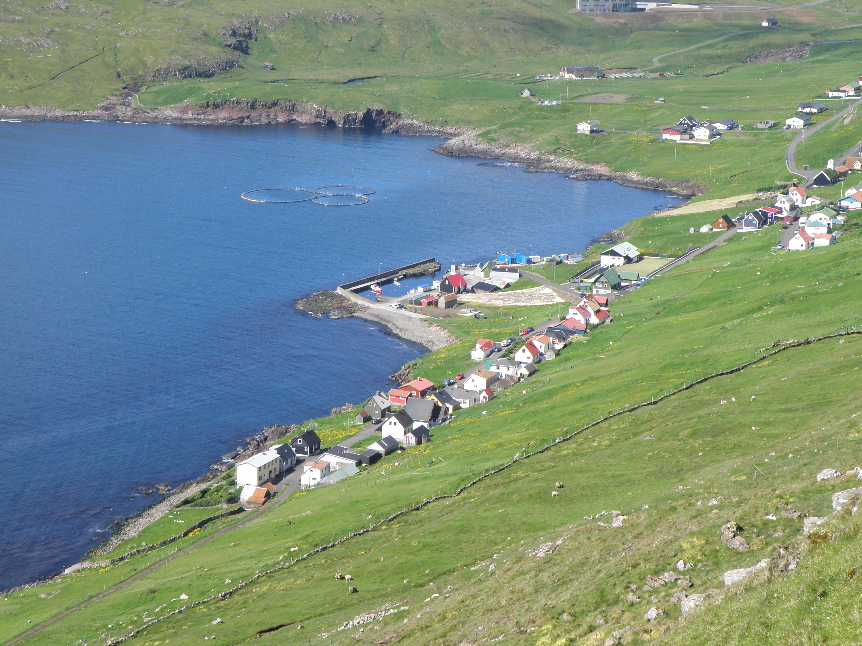 Road scene in Hov, Suduroy, Faroe Islands